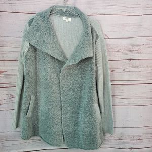 Umgee Open Front Sweater Cardigan Gray Mixed Media Size Small